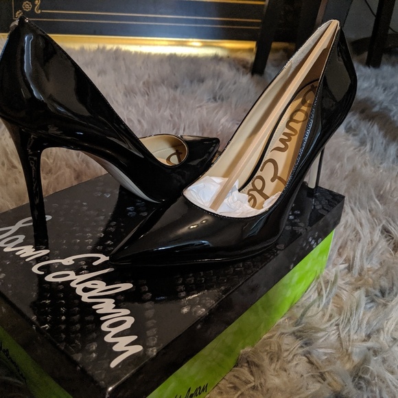 Sam Edelman Hazel Pointed Toe Heel Black Patent - Picture 3 of 4